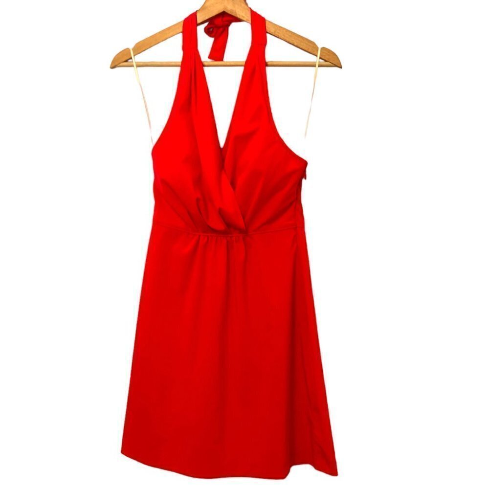 Athleta Go Anywhere Halter Mini Dress Bright Coral Size 0 Style 964422 EUC